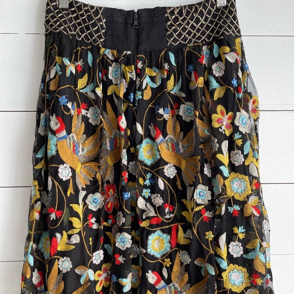 Alice + Olivia Kamryn Floral Fringe-Trim Maxi Skirt, Black/Multicolor size 2 - Picture 10 of 14